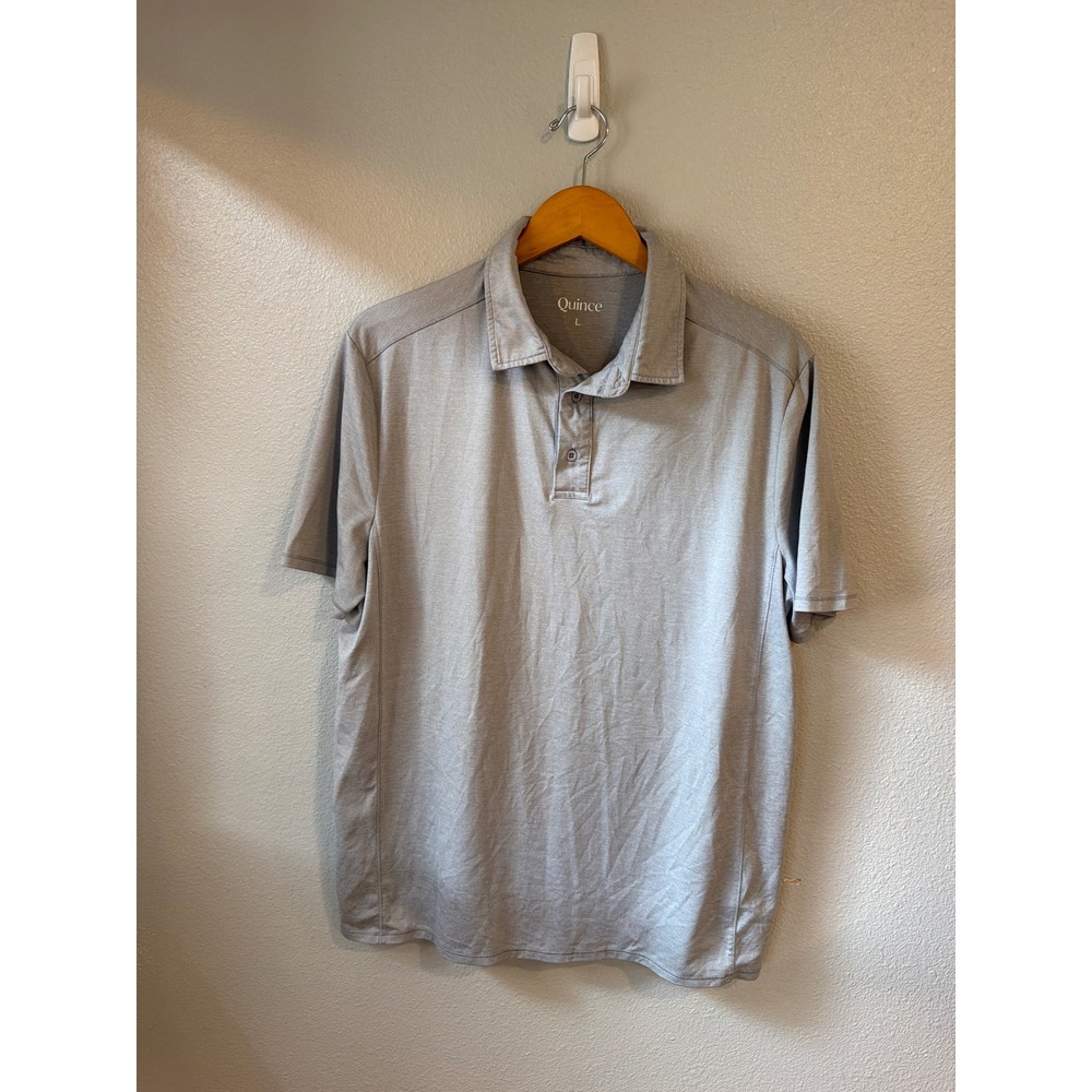 Quince Polo Shirt Mens Large Grey Short Sleeve Performance Recycled Stretch